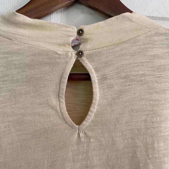 Free People Womens NWOT Tan Wheat Hooked On You Turtleneck Embroidered Top Small - Picture 9 of 11
